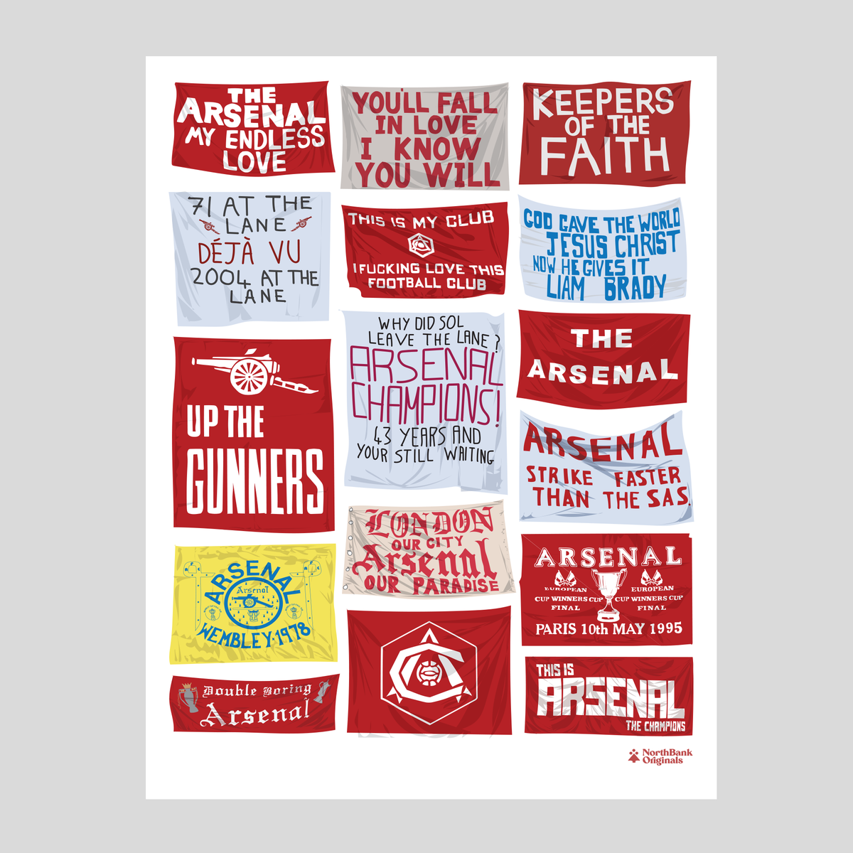Arsenal Flags A3 Poster